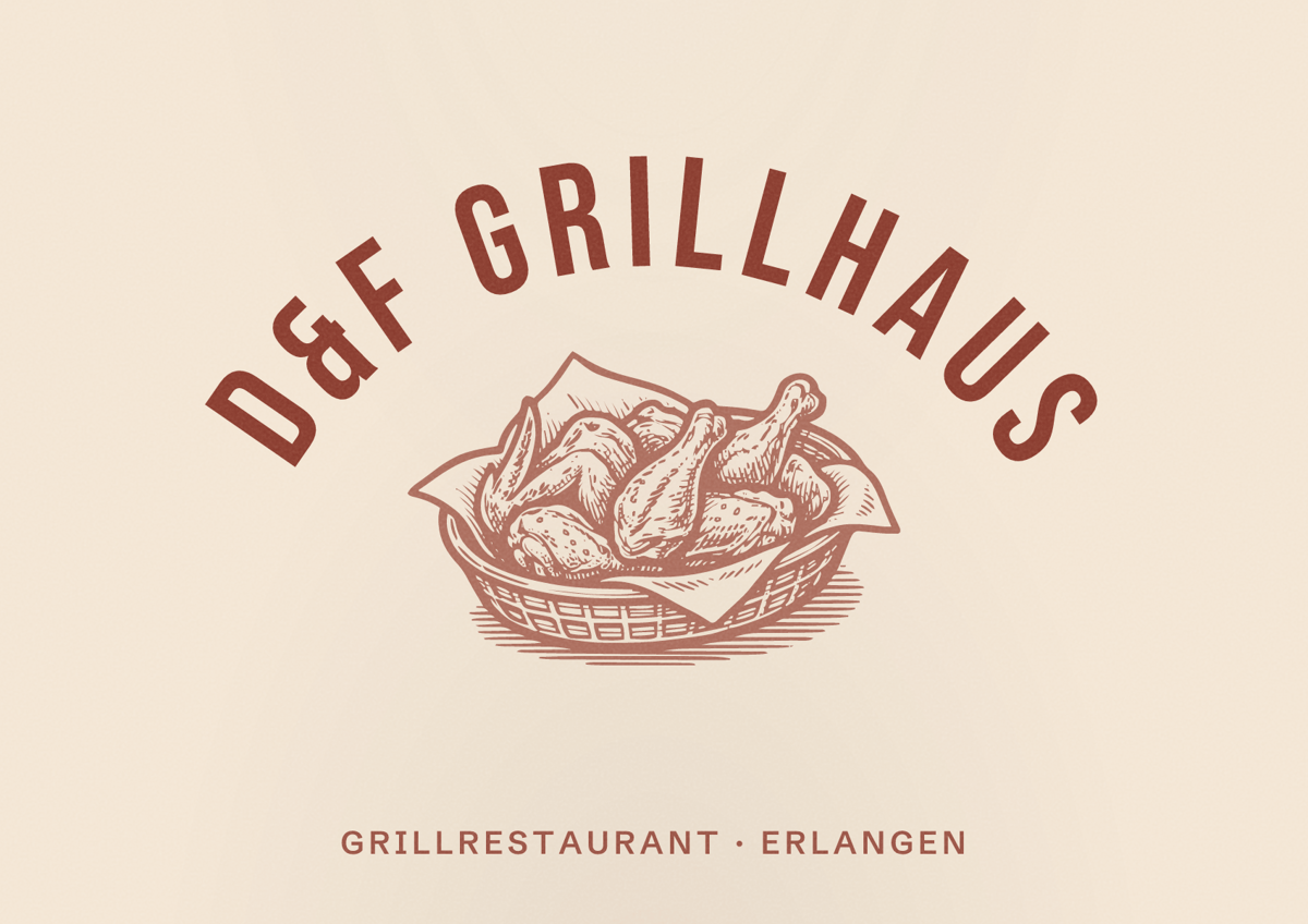 Illustriertes Poster von D&F GrillHaus, Grillrestaurant in Erlangen