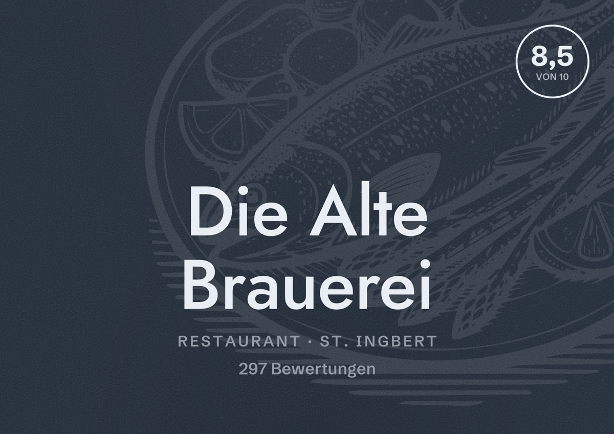 Illustriertes Poster von Die Alte Brauerei, Restaurant in St. Ingbert: Bewertung 8,5 von 10 aus 297 Bewertungen