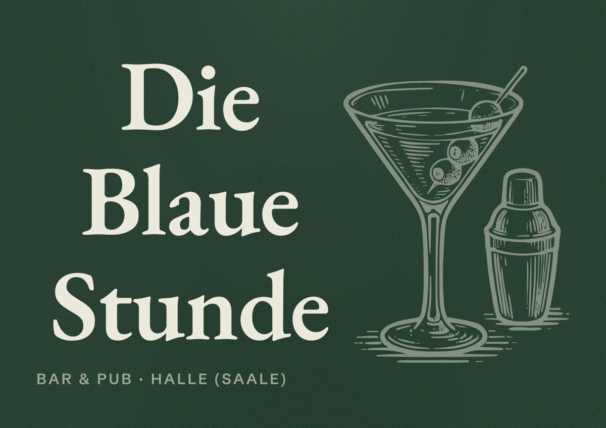 Illustriertes Poster von Die Blaue Stunde, Bar & Pub in Halle (Saale)