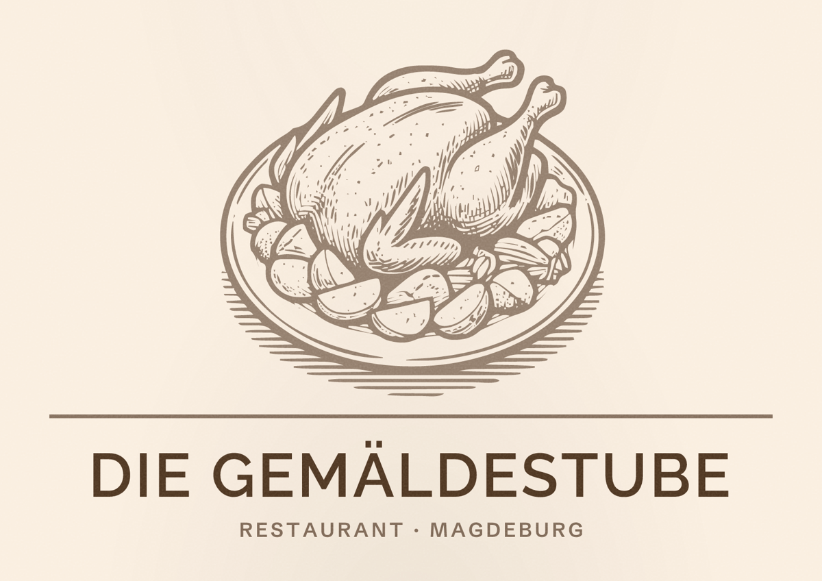 Illustriertes Poster von Die GemäldeStube, Restaurant in Magdeburg