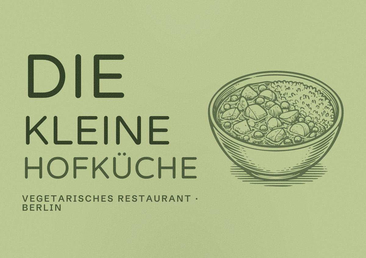 Illustriertes Poster von Die kleine Hofküche, Vegetarisches Restaurant in Berlin