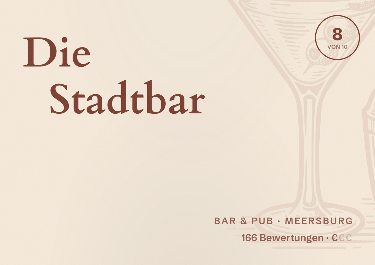 Illustriertes Poster von Die Stadtbar, Bar & Pub in Meersburg: Bewertung 8 von 10 aus 166 Bewertungen, Preisniveau €