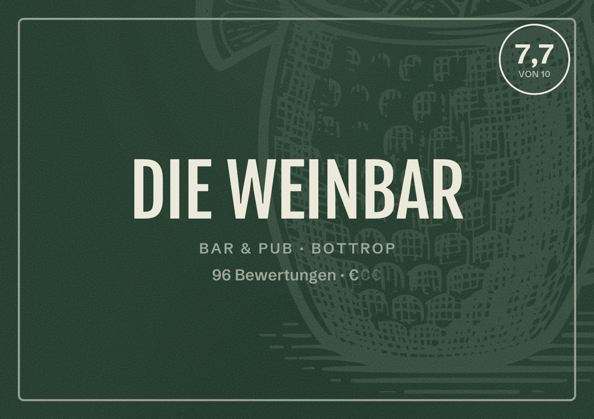 Illustriertes Poster von DIE WEINBAR, Bar & Pub in Bottrop: Bewertung 7,7 von 10 aus 96 Bewertungen, Preisniveau €