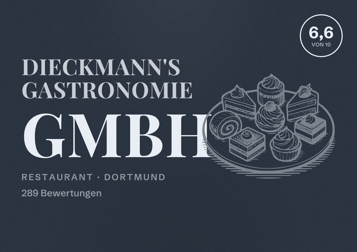 Illustriertes Poster von Dieckmann's Gastronomie GmbH, Restaurant in Dortmund: Bewertung 6,6 von 10 aus 289 Bewertungen