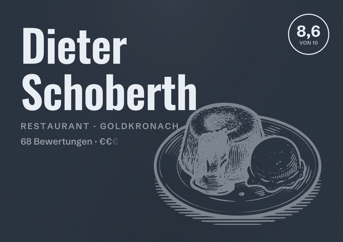 Illustriertes Poster von Dieter Schoberth, Restaurant in Goldkronach: Bewertung 8,6 von 10 aus 68 Bewertungen, Preisniveau €€