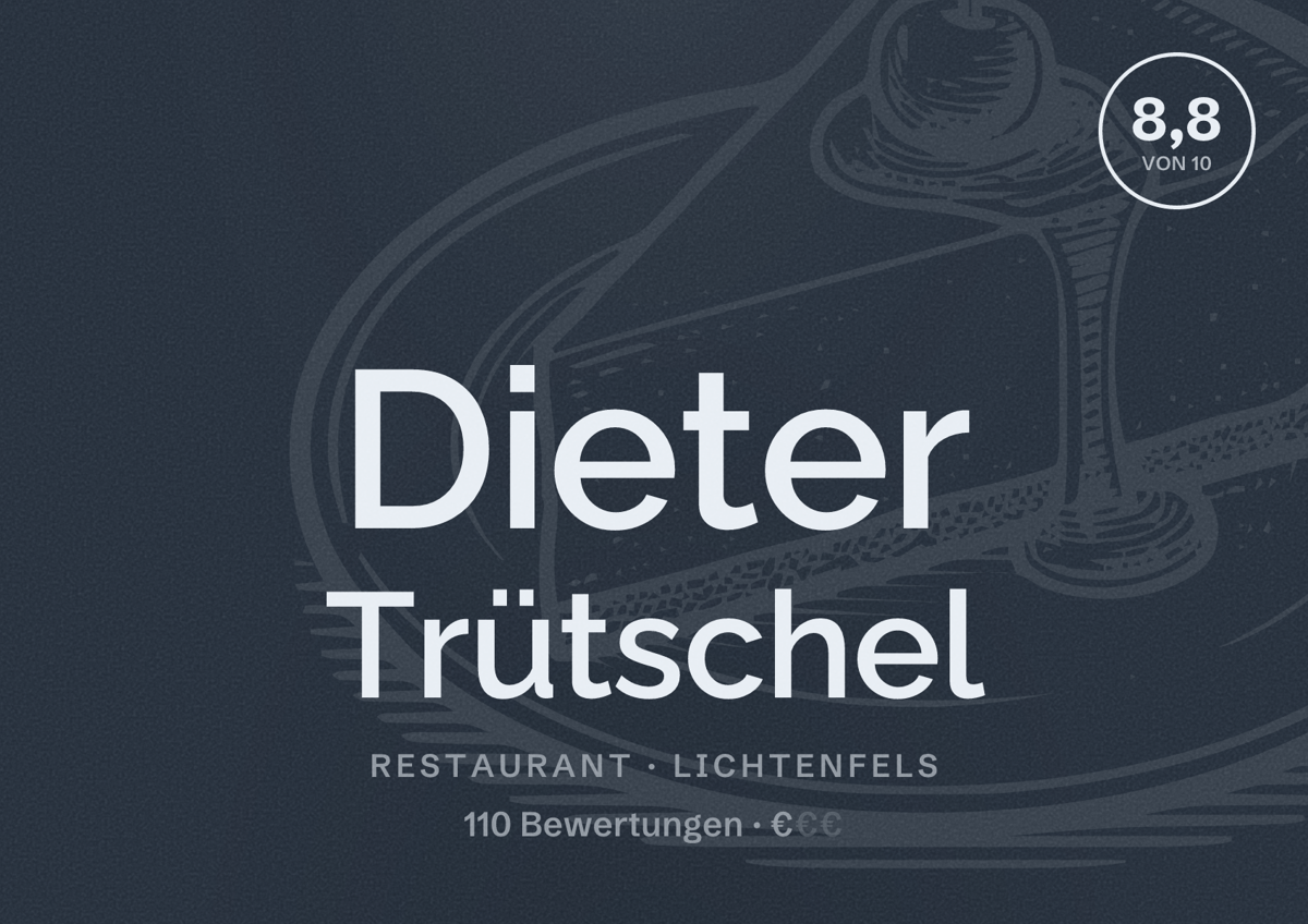 Illustriertes Poster von Dieter Trütschel, Restaurant in Lichtenfels: Bewertung 8,8 von 10 aus 110 Bewertungen, Preisniveau €