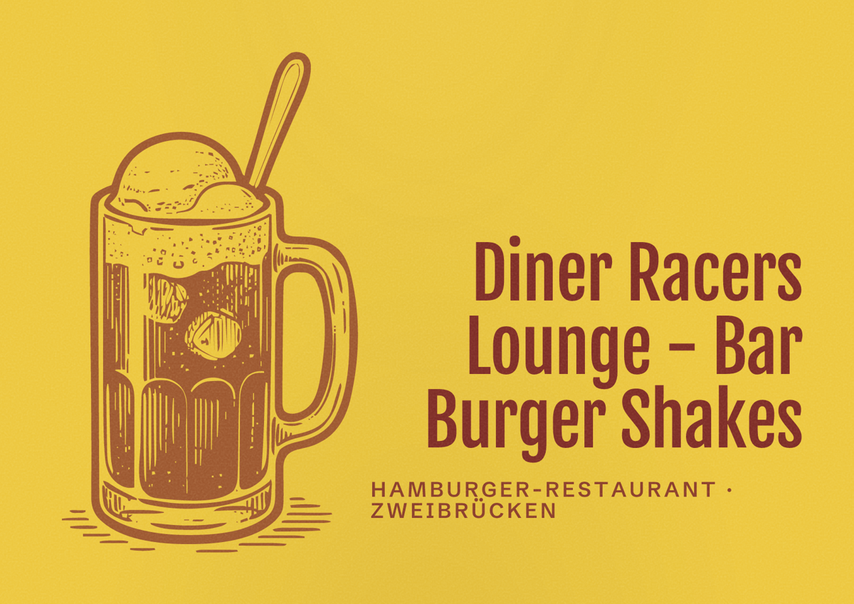 Illustriertes Poster von Diner Racers Lounge - Bar Burger Shakes, Hamburger-Restaurant in Zweibrücken
