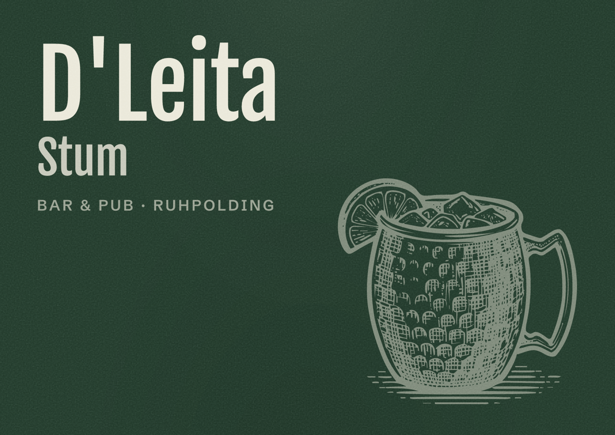 Illustriertes Poster von D'Leita Stum, Bar & Pub in Ruhpolding