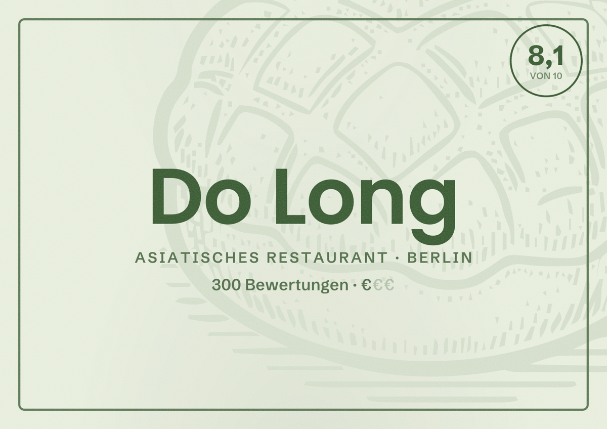 Illustriertes Poster von Do Long, Asiatisches Restaurant in Berlin: Bewertung 8,1 von 10 aus 300 Bewertungen, Preisniveau €