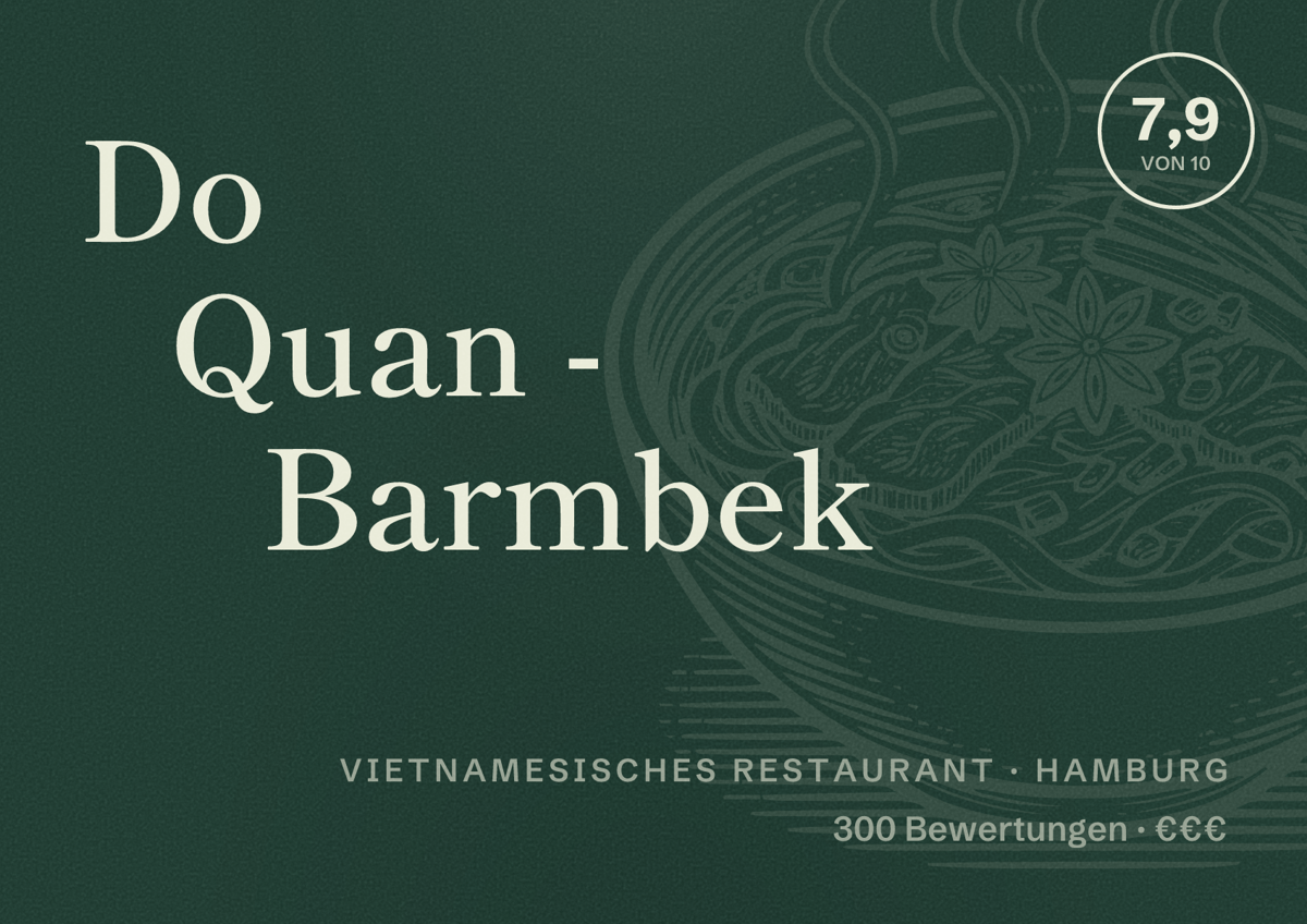 Illustriertes Poster von Do Quan - Barmbek, Vietnamesisches Restaurant in Hamburg: Bewertung 7,9 von 10 aus 300 Bewertungen, Preisniveau €€€