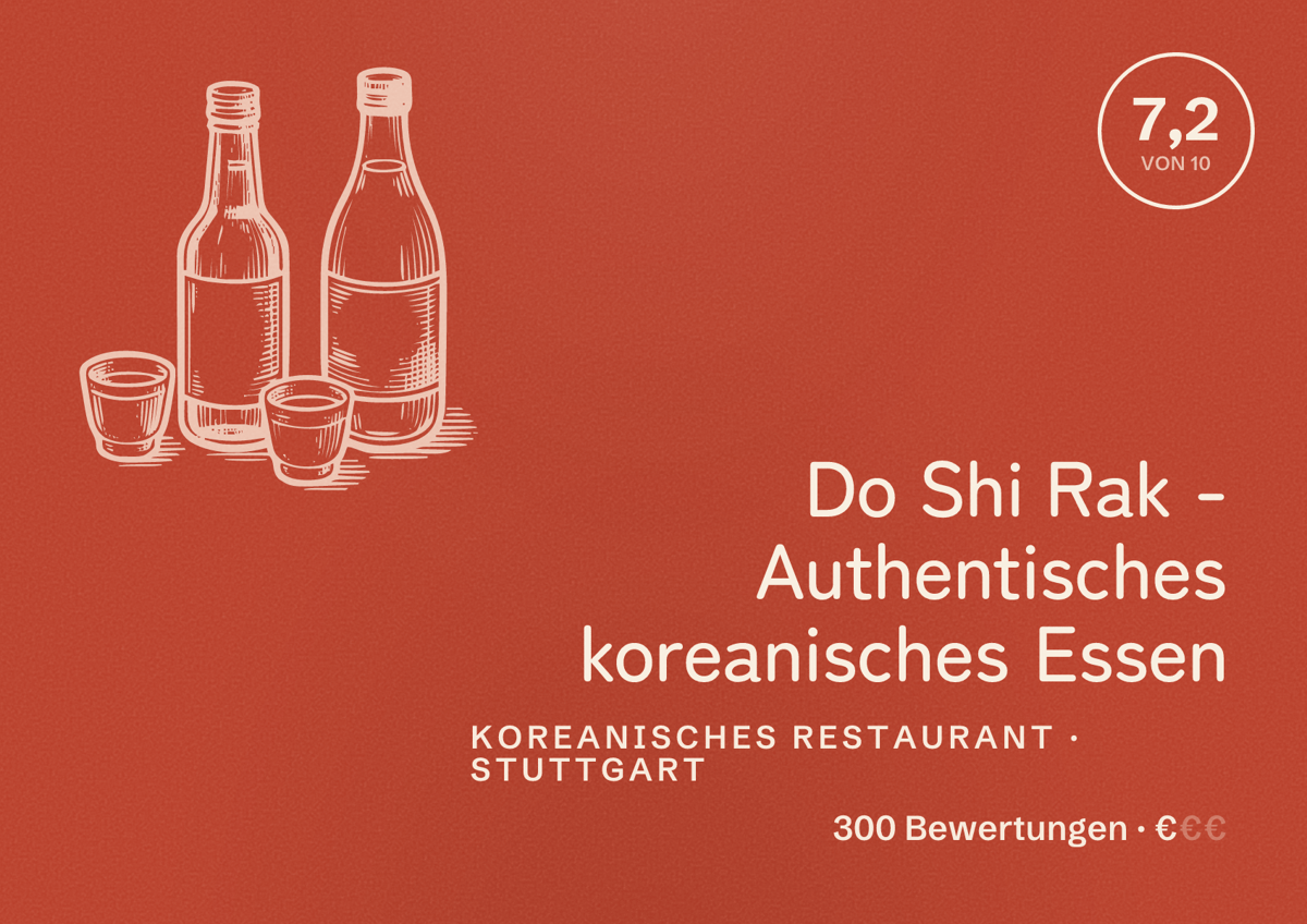 Illustriertes Poster von Do Shi Rak - Authentisches koreanisches Essen, Koreanisches Restaurant in Stuttgart: Bewertung 7,2 von 10 aus 300 Bewertungen, Preisniveau €