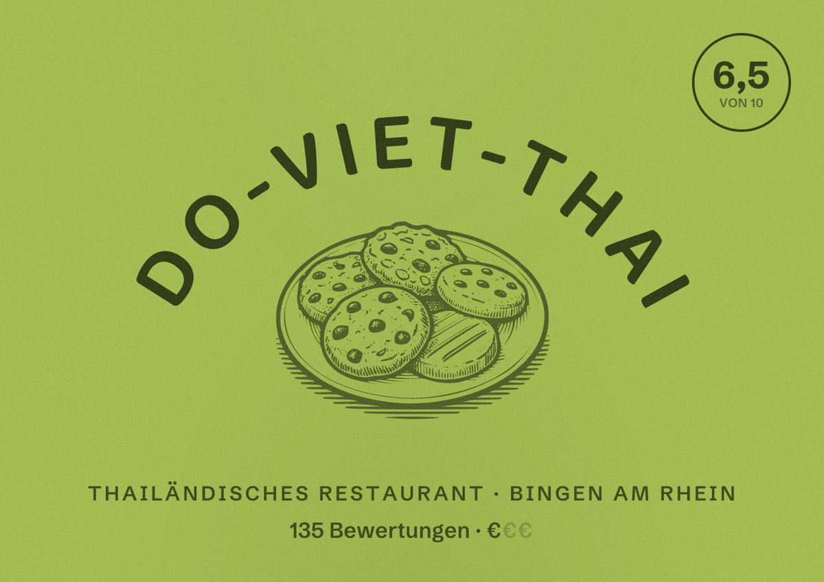 Illustriertes Poster von Do-Viet-Thai, Thailändisches Restaurant in Bingen am Rhein: Bewertung 6,5 von 10 aus 135 Bewertungen, Preisniveau €