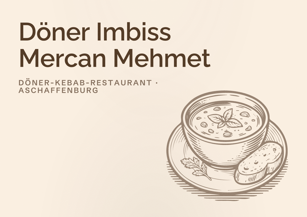 Illustriertes Poster von Döner Imbiss Mercan Mehmet, Döner-Kebab-Restaurant in Aschaffenburg
