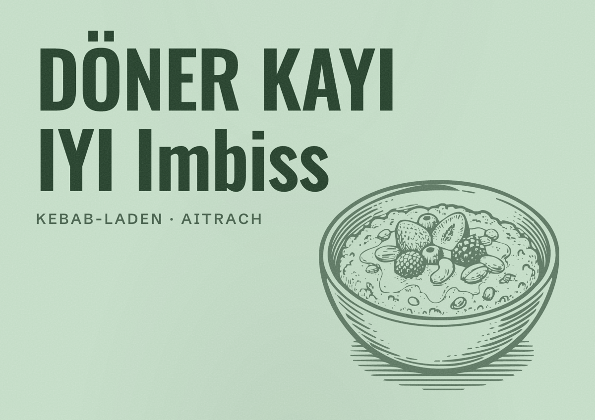 Illustriertes Poster von DÖNER KAYI IYI Imbiss, Kebab-Laden in Aitrach