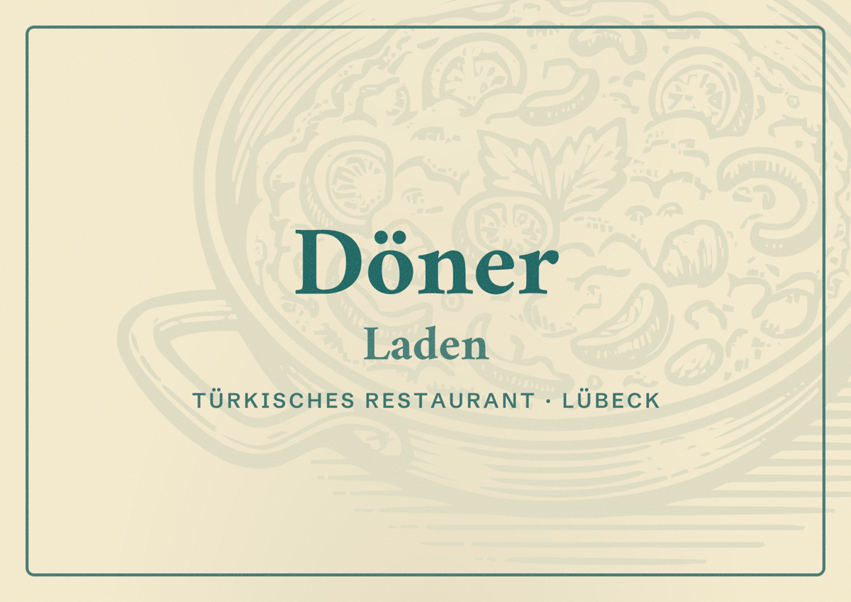 Illustriertes Poster von Döner Laden, Türkisches Restaurant in Lübeck