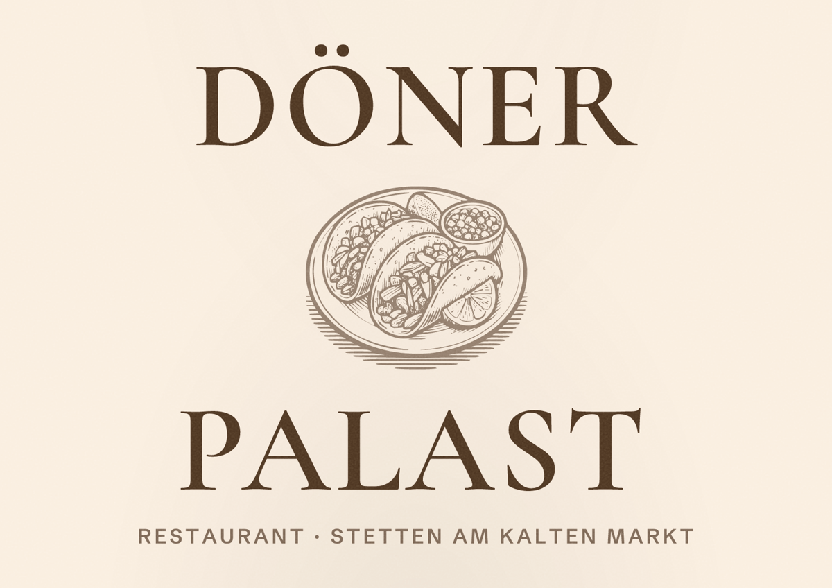 Illustriertes Poster von Döner Palast, Restaurant in Stetten am kalten Markt