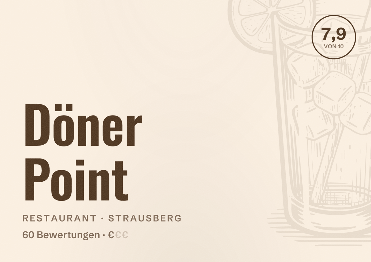 Illustriertes Poster von Döner Point, Restaurant in Strausberg: Bewertung 7,9 von 10 aus 60 Bewertungen, Preisniveau €