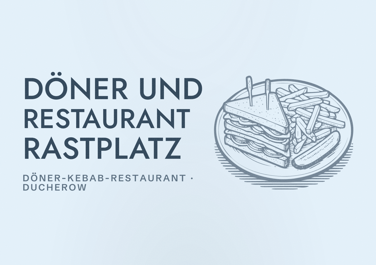 Illustriertes Poster von Döner und Restaurant Rastplatz, Döner-Kebab-Restaurant in Ducherow