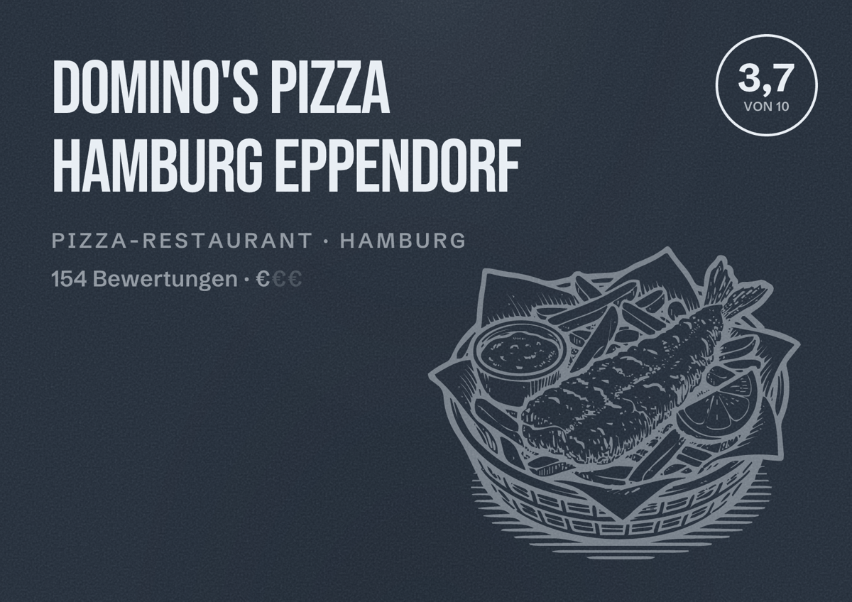 Illustriertes Poster von Domino's Pizza Hamburg Eppendorf, Pizza-Restaurant in Hamburg: Bewertung 3,7 von 10 aus 154 Bewertungen, Preisniveau €