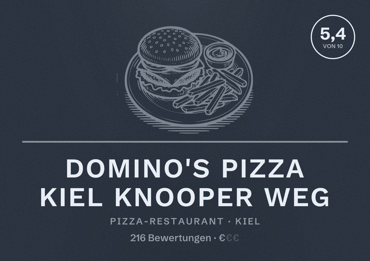 Illustriertes Poster von Domino's Pizza Kiel Knooper Weg, Pizza-Restaurant in Kiel: Bewertung 5,4 von 10 aus 216 Bewertungen, Preisniveau €