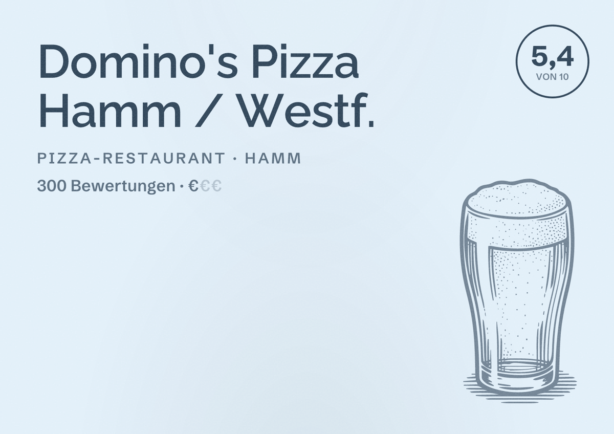 Illustriertes Poster von Domino's Pizza Hamm / Westf., Pizza-Restaurant in Hamm: Bewertung 5,4 von 10 aus 300 Bewertungen, Preisniveau €