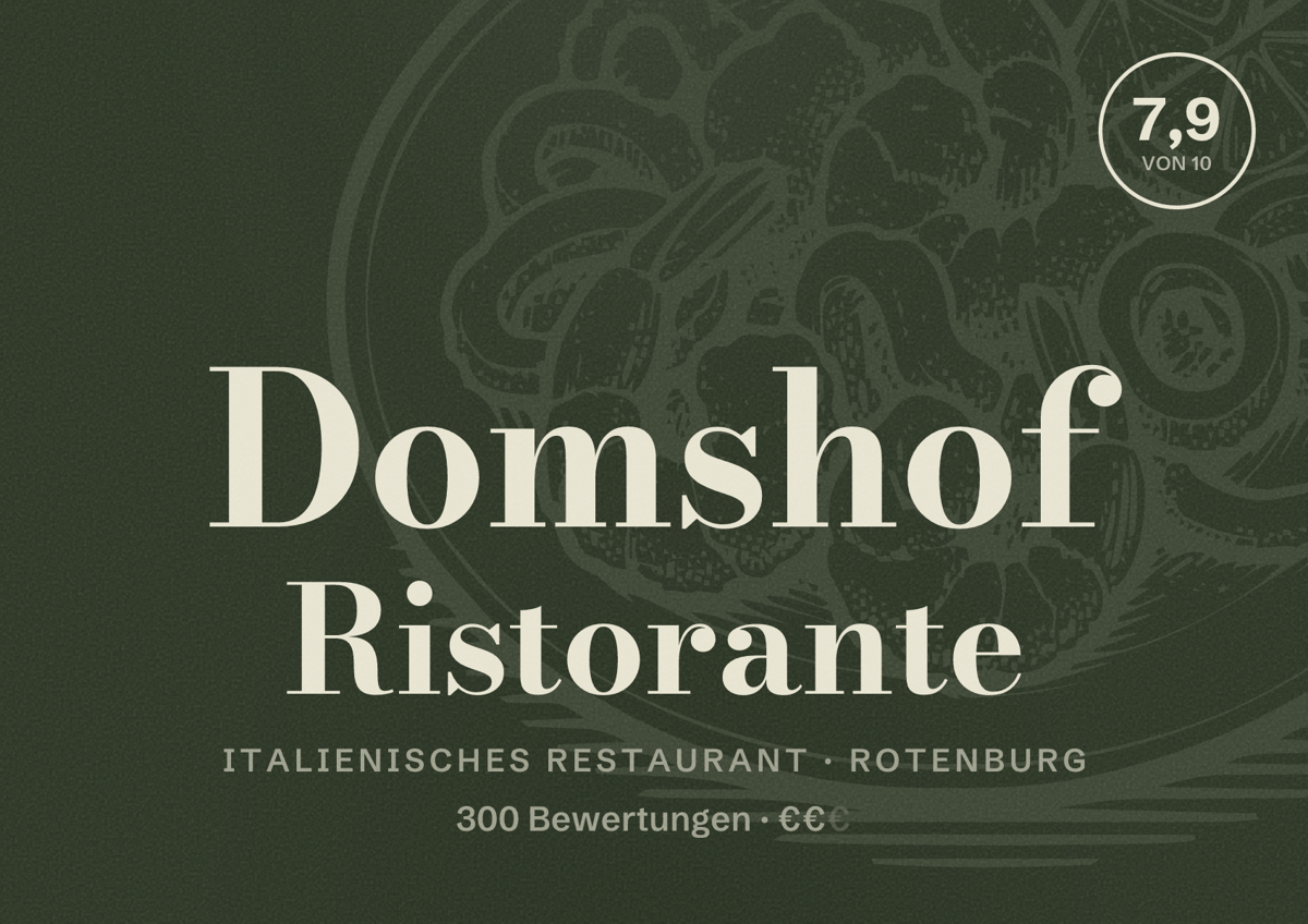 Illustriertes Poster von Domshof Ristorante, Italienisches Restaurant in Rotenburg: Bewertung 7,9 von 10 aus 300 Bewertungen, Preisniveau €€