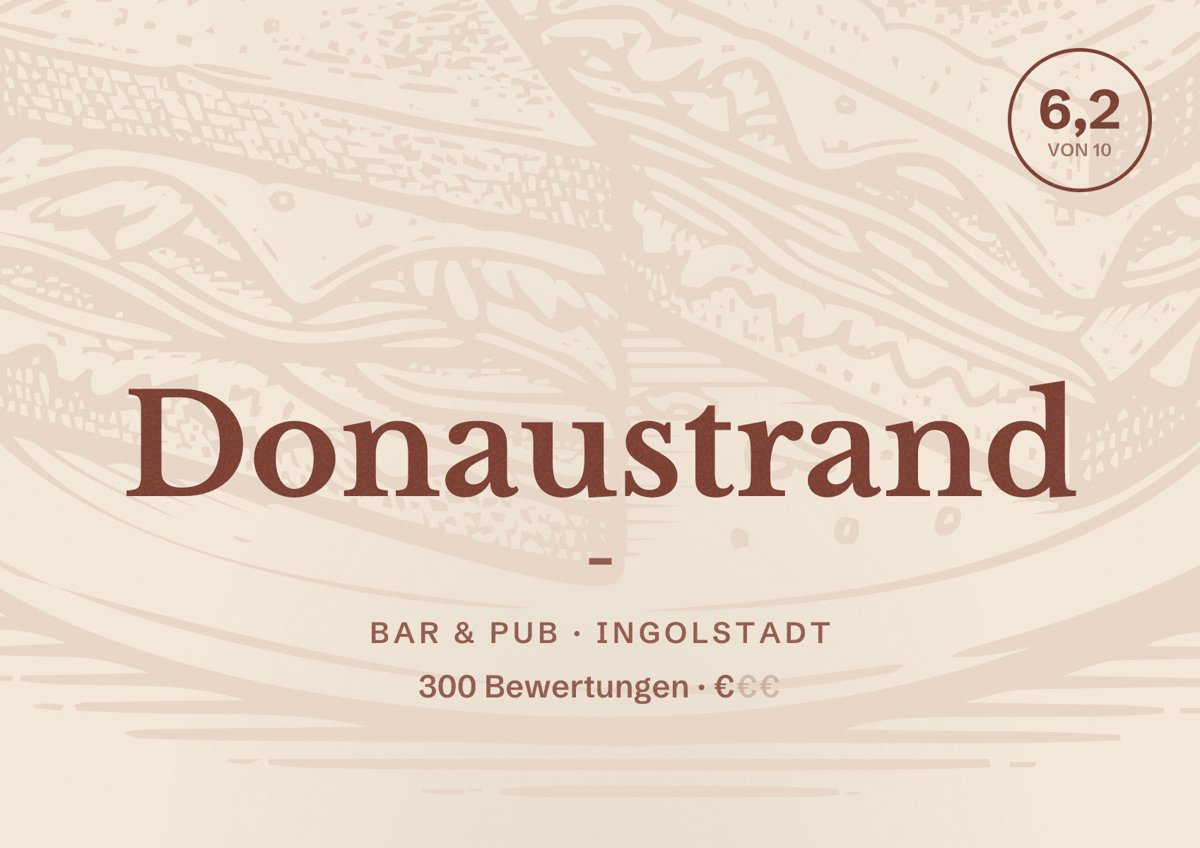 Illustriertes Poster von Donaustrand -, Bar & Pub in Ingolstadt: Bewertung 6,2 von 10 aus 300 Bewertungen, Preisniveau €