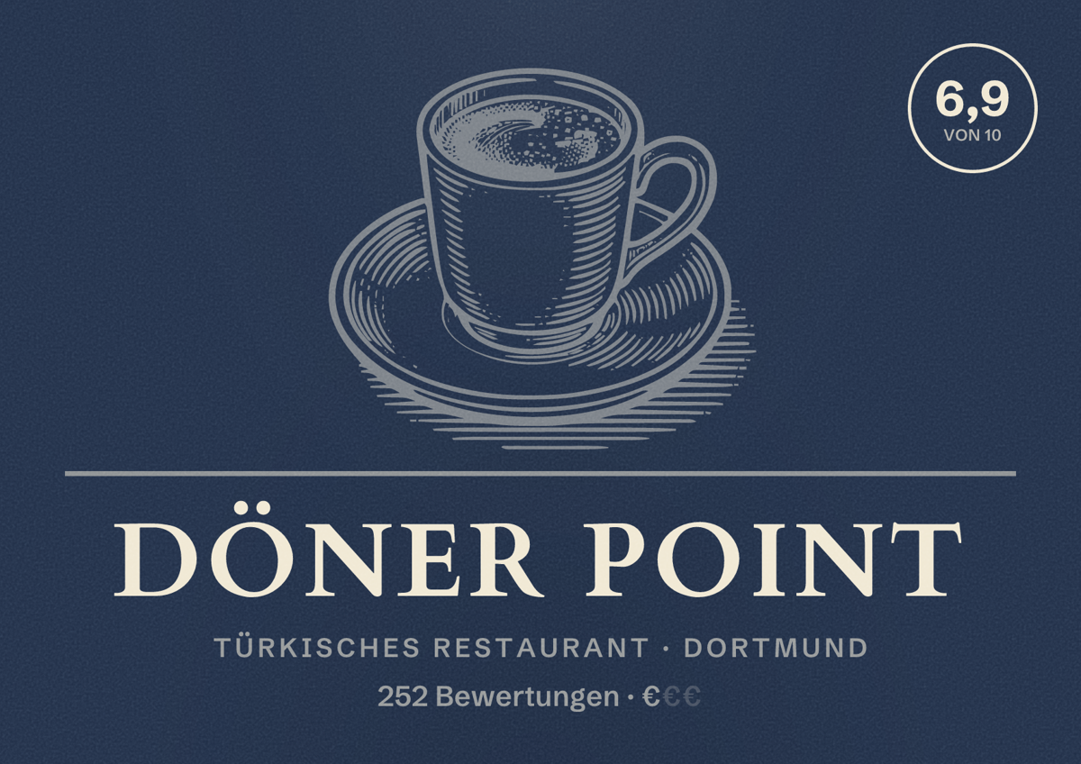Illustriertes Poster von Döner Point, Türkisches Restaurant in Dortmund: Gästebewertung 6,9 von 10 aus 252 Bewertungen