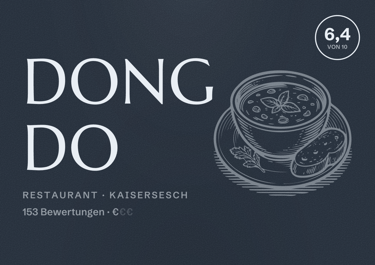 Illustriertes Poster von Dong Do, Restaurant in Kaisersesch: Bewertung 6,4 von 10 aus 153 Bewertungen, Preisniveau €