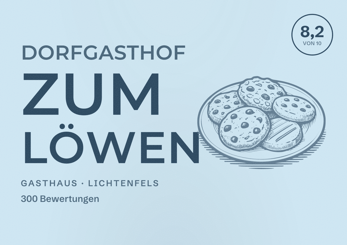 Illustriertes Poster von Dorfgasthof Zum Löwen, Gasthaus in Lichtenfels: Bewertung 8,2 von 10 aus 300 Bewertungen