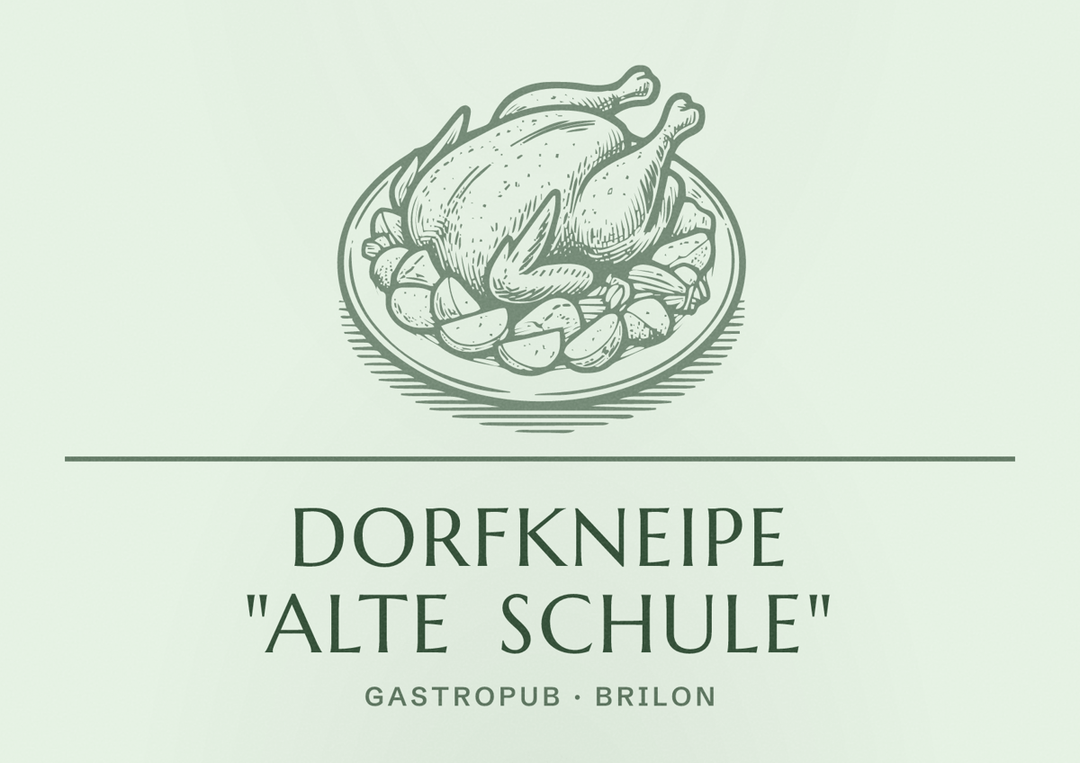 Illustriertes Poster von Dorfkneipe "Alte Schule", Gastropub in Brilon