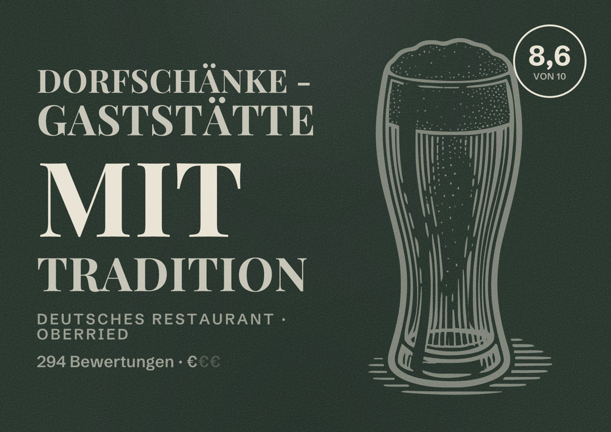 Illustriertes Poster von Dorfschänke - Gaststätte mit Tradition, Deutsches Restaurant in Oberried: Bewertung 8,6 von 10 aus 294 Bewertungen, Preisniveau €
