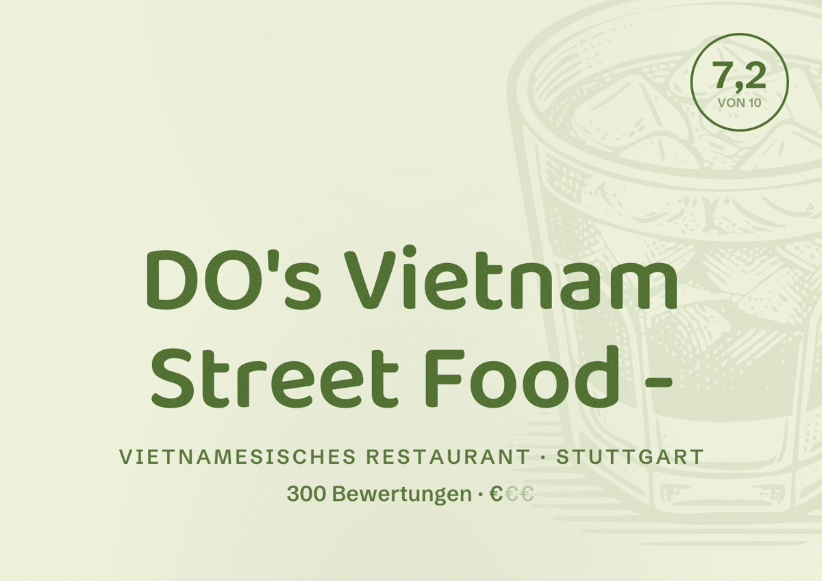 Illustriertes Poster von DO's Vietnam Street Food -, Vietnamesisches Restaurant in Stuttgart: Bewertung 7,2 von 10 aus 300 Bewertungen, Preisniveau €