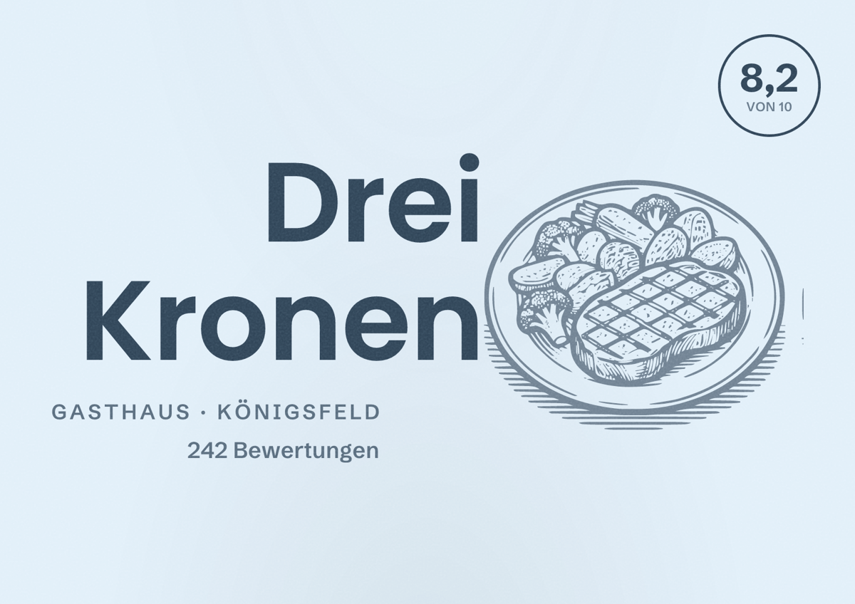 Illustriertes Poster von Drei Kronen, Gasthaus in Königsfeld: Bewertung 8,2 von 10 aus 242 Bewertungen