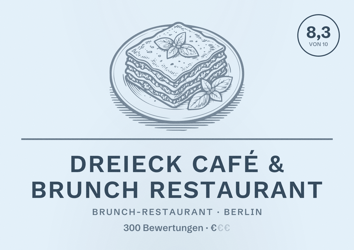 Illustriertes Poster von Dreieck Café & Brunch Restaurant, Brunch-Restaurant in Berlin: Bewertung 8,3 von 10 aus 300 Bewertungen, Preisniveau €