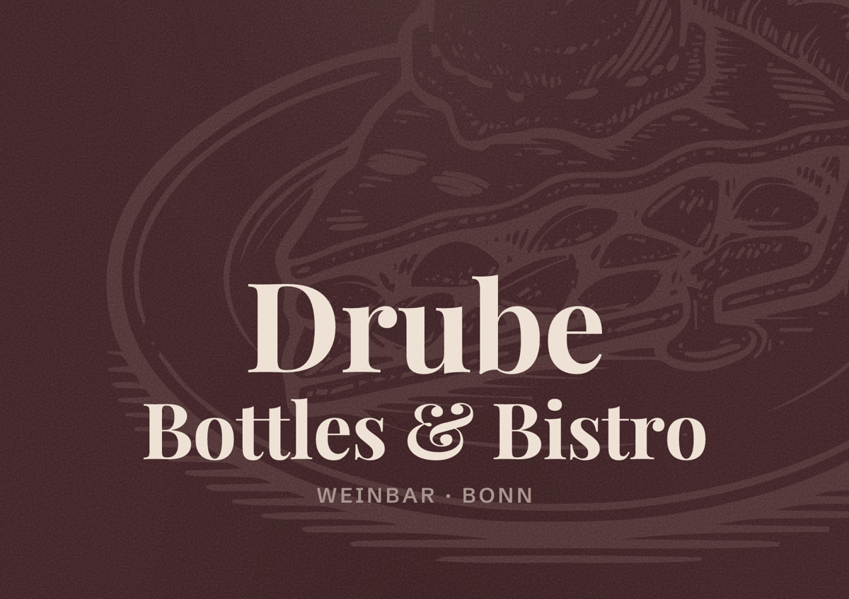 Illustriertes Poster von Drube Bottles & Bistro, Weinbar in Bonn
