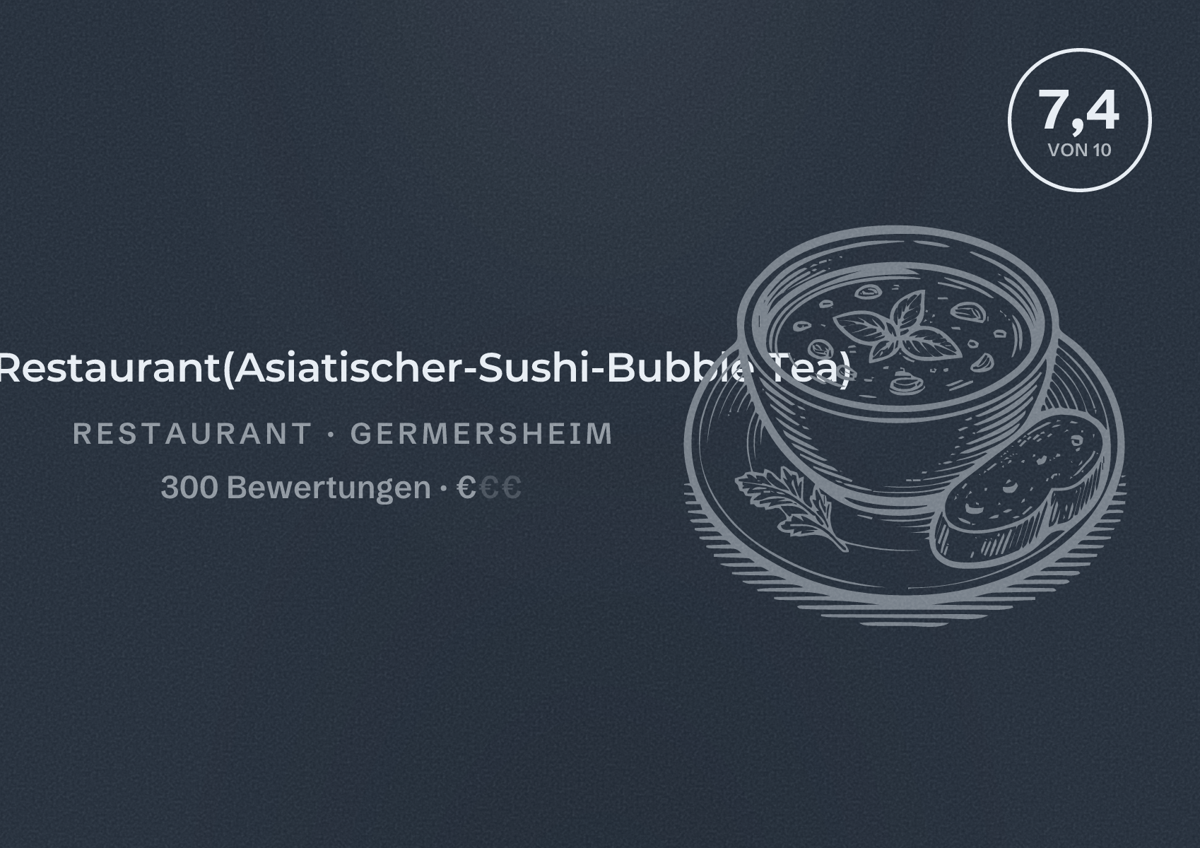 Illustriertes Poster von Duli Restaurant(Asiatischer-Sushi-Bubble Tea), Restaurant in Germersheim: Bewertung 7,4 von 10 aus 300 Bewertungen, Preisniveau €