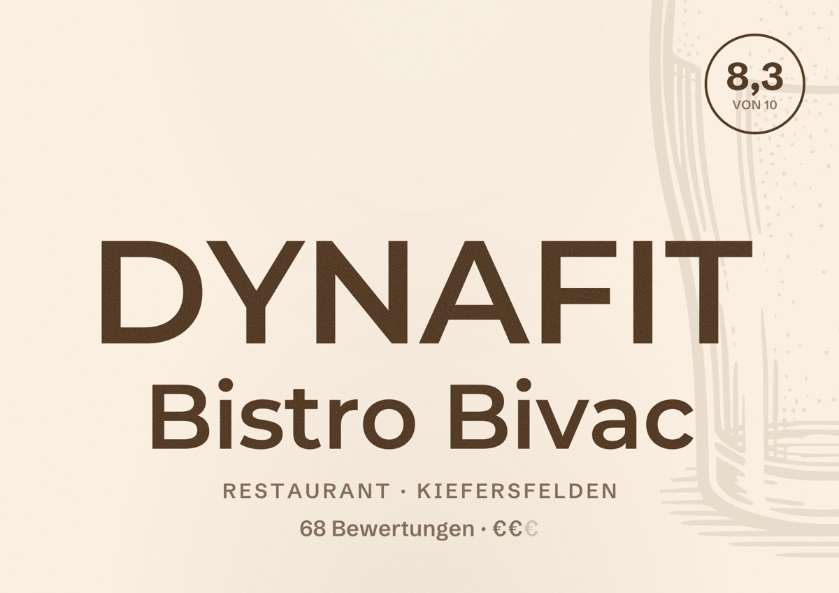 Illustriertes Poster von DYNAFIT Bistro Bivac, Restaurant in Kiefersfelden: Bewertung 8,3 von 10 aus 68 Bewertungen, Preisniveau €€