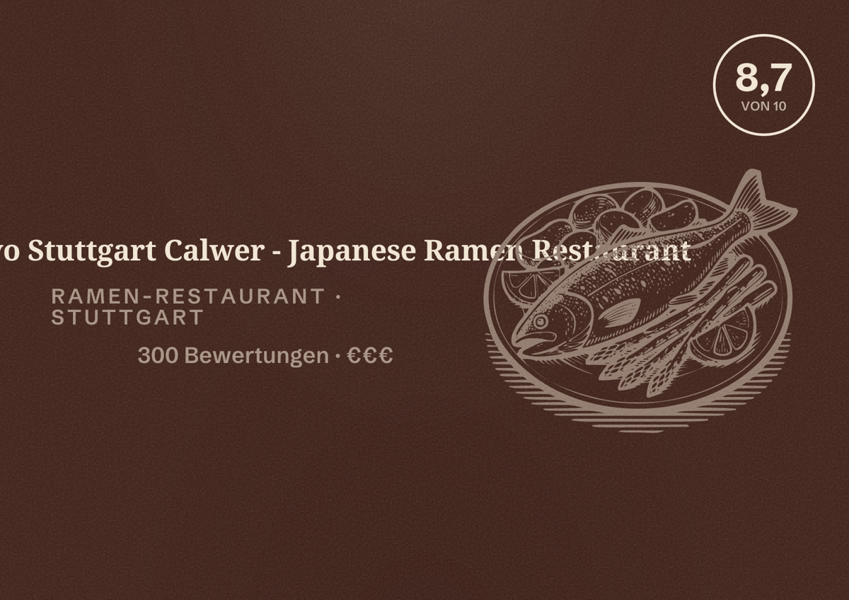 Illustriertes Poster von EArth Tokyo Stuttgart Calwer - Japanese Ramen Restaurant, Ramen-Restaurant in Stuttgart: Bewertung 8,7 von 10 aus 300 Bewertungen, Preisniveau €€€
