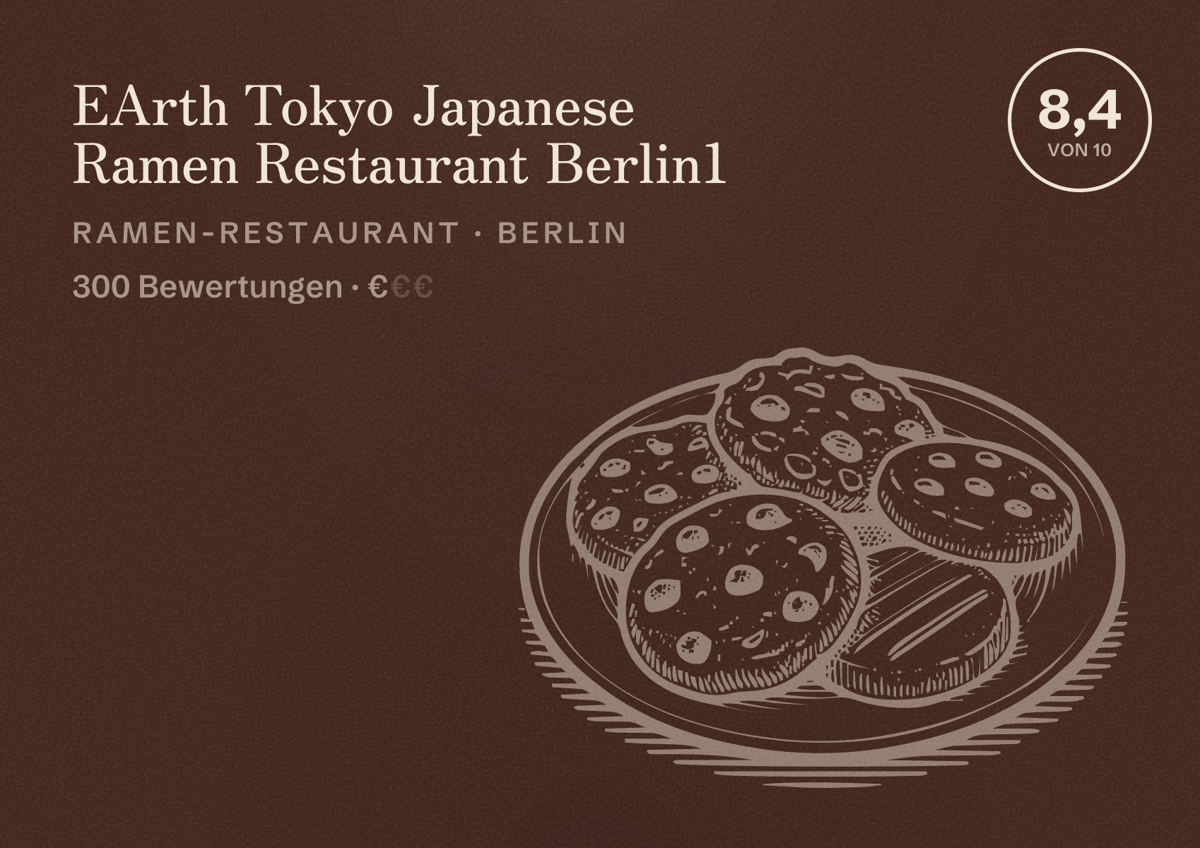 Illustriertes Poster von EArth Tokyo Japanese Ramen Restaurant Berlin1, Ramen-Restaurant in Berlin: Bewertung 8,4 von 10 aus 300 Bewertungen, Preisniveau €