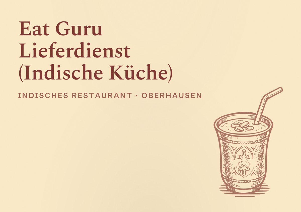 Illustriertes Poster von Eat Guru Lieferdienst (Indische Küche), Indisches Restaurant in Oberhausen