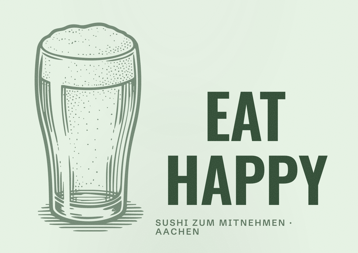 Illustriertes Poster von EAT HAPPY, Sushi zum Mitnehmen in Aachen