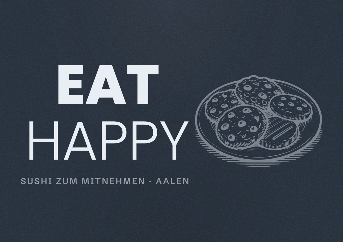 Illustriertes Poster von EAT HAPPY, Sushi zum Mitnehmen in Aalen