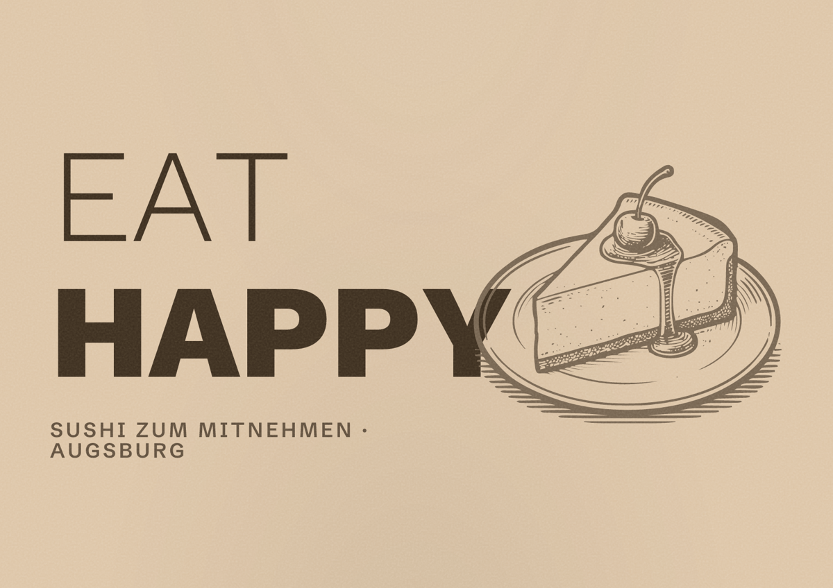 Illustriertes Poster von EAT HAPPY, Sushi zum Mitnehmen in Augsburg