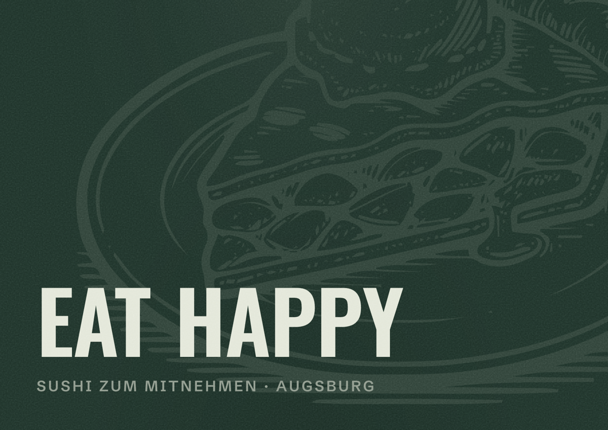 Illustriertes Poster von EAT HAPPY, Sushi zum Mitnehmen in Augsburg