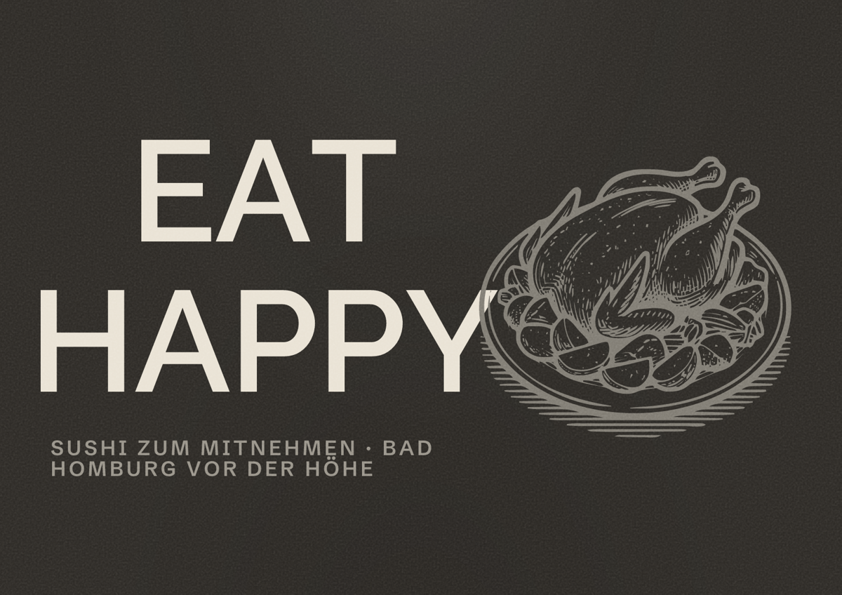 Illustriertes Poster von EAT HAPPY, Sushi zum Mitnehmen in Bad Homburg vor der Höhe