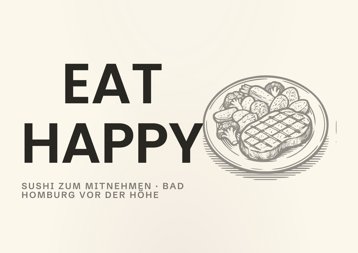 Illustriertes Poster von EAT HAPPY, Sushi zum Mitnehmen in Bad Homburg vor der Höhe