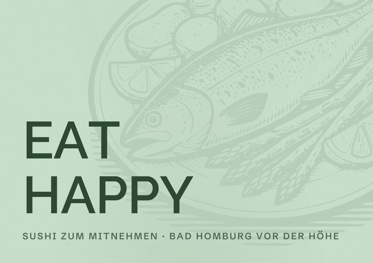Illustriertes Poster von EAT HAPPY, Sushi zum Mitnehmen in Bad Homburg vor der Höhe
