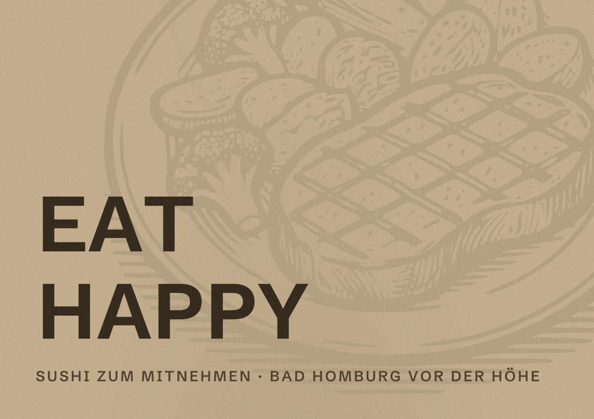 Illustriertes Poster von EAT HAPPY, Sushi zum Mitnehmen in Bad Homburg vor der Höhe