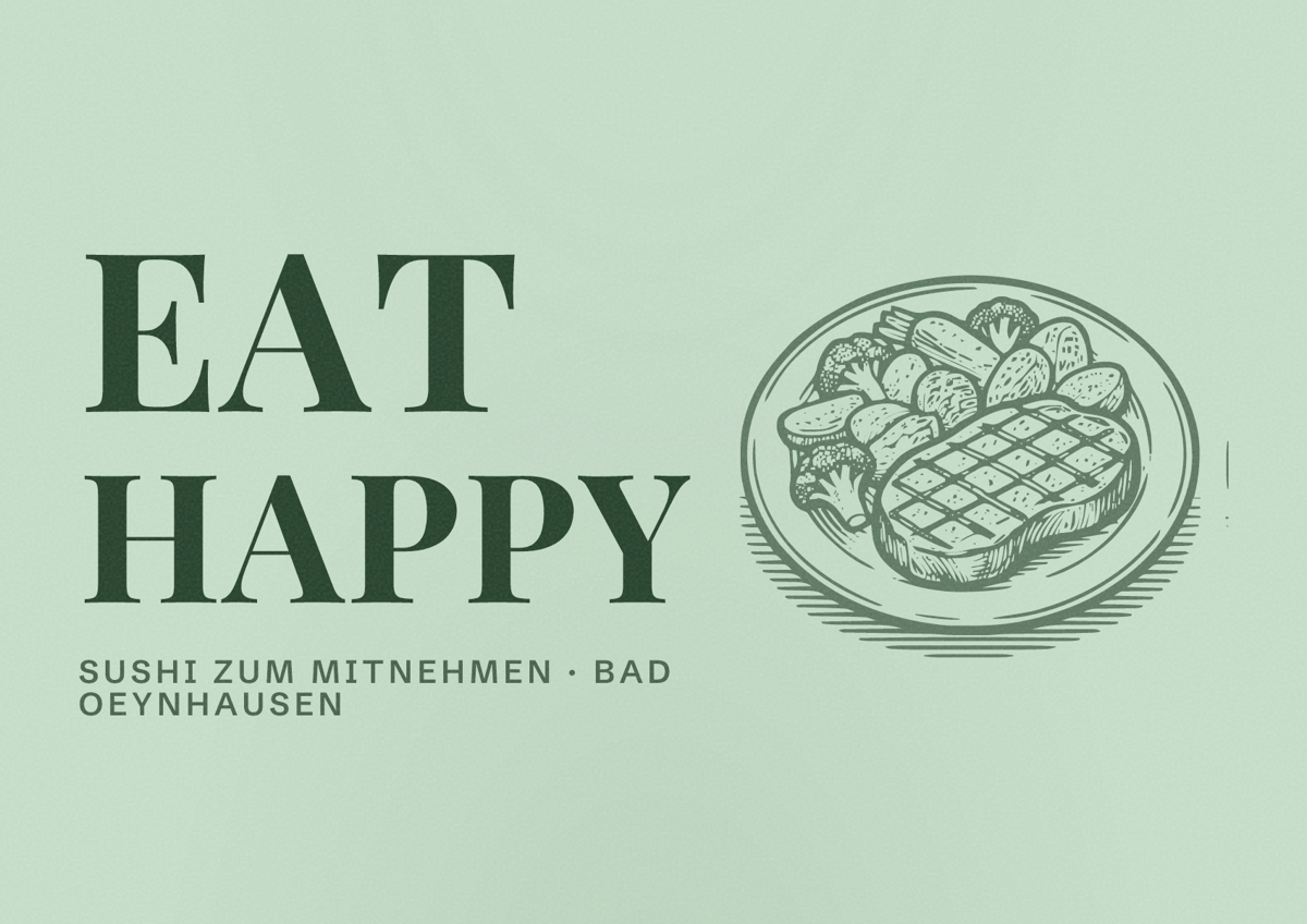 Illustriertes Poster von EAT HAPPY, Sushi zum Mitnehmen in Bad Oeynhausen